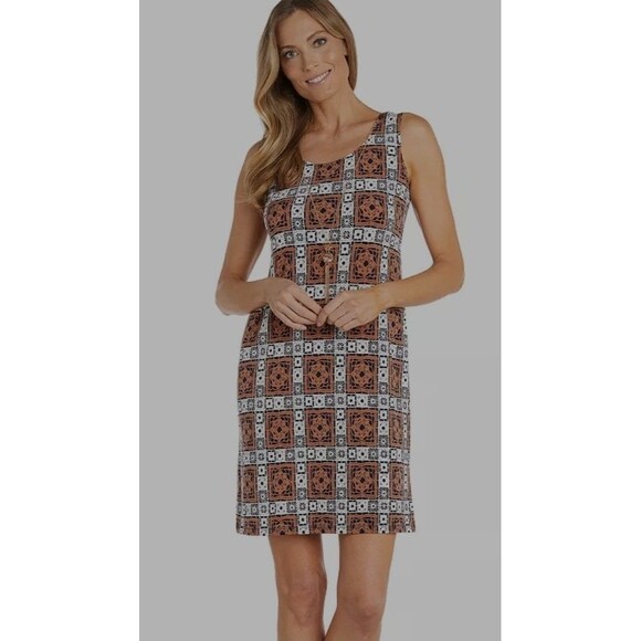 R & M Richards Women Geometric Puff-Print Necklace Dress Sz 16 New Excellent B7 - Picture 1 of 9